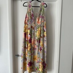 Flower linen maxi dress
